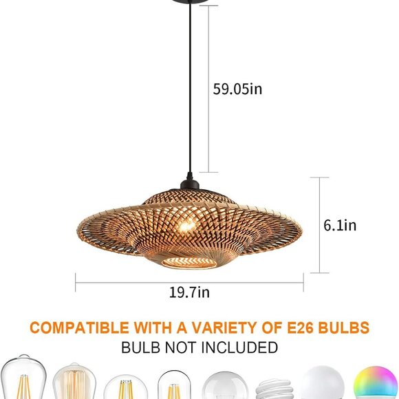 Natural Woven Pendant Light Fixture - Picture 7 of 10